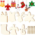 28Pcs Unfinished Paintable Blank Wooden Christmas Festival Decoration Ornaments by Tmflexe