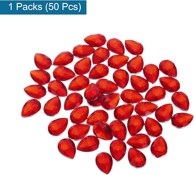 MECCANIXITY 50PCS Flat Back Acrylic Teardrop Gems 18x25mm Artificial Rhinestones - Image 3