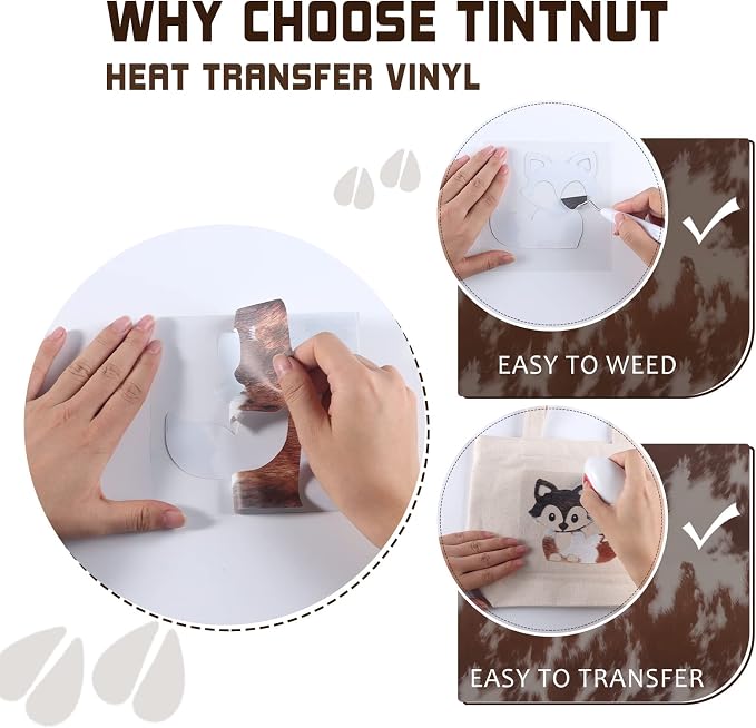 Tintnut Cowhide Heat Transfer Vinyl, 10 Sheets 12x10in Iron on Vinyl | Animal - Image 3