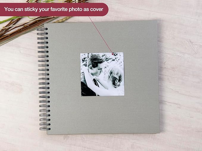 potricher 12 x 12 Inch Large DIY Scrapbook Photo Album 80 Pages Thick Kraft - Image 2