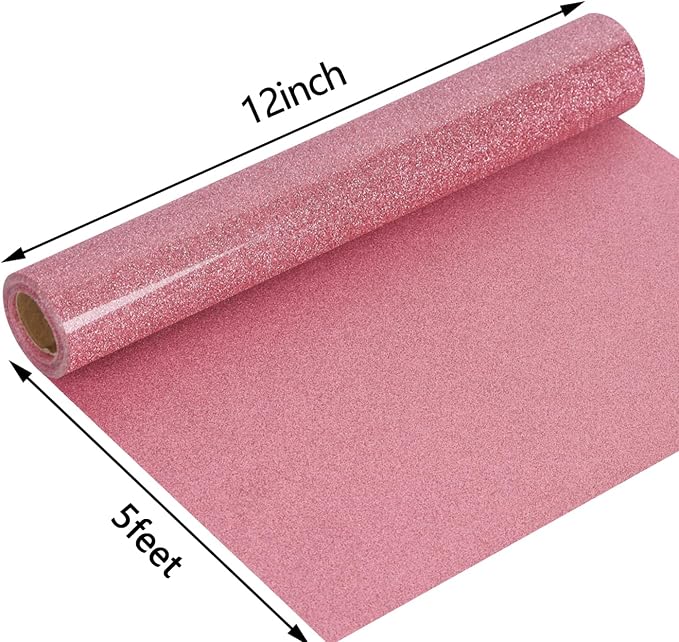 guangyintong Heat Transfer Vinyl Glitter Pink HTV Rolls, Glitter HTV Vinyl - Image 2