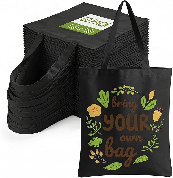 60-Pack Sublimation Blanks Tote Bags, heat transfer & HTV ready, personalized by MAFYE