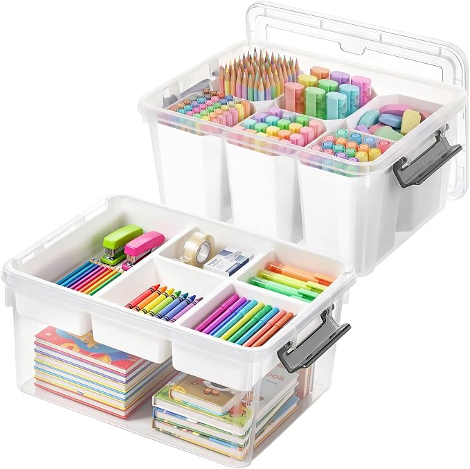 Citylife 17QT 2Packs Clear Craft Organizers and Storage Bins by Anywish