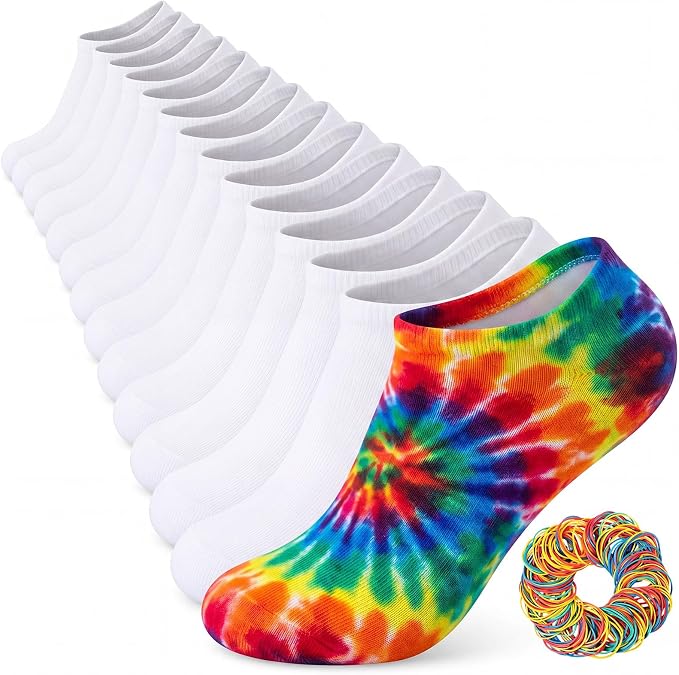 Syhood White Cotton Crew Socks for Tie dye Party Casual Soft Cushion Novelty by Syhood