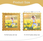 10x10 Picture Frame with Mat for 8x8, Wavy Edge Wooden Real Glass Photo Frame - Image 3