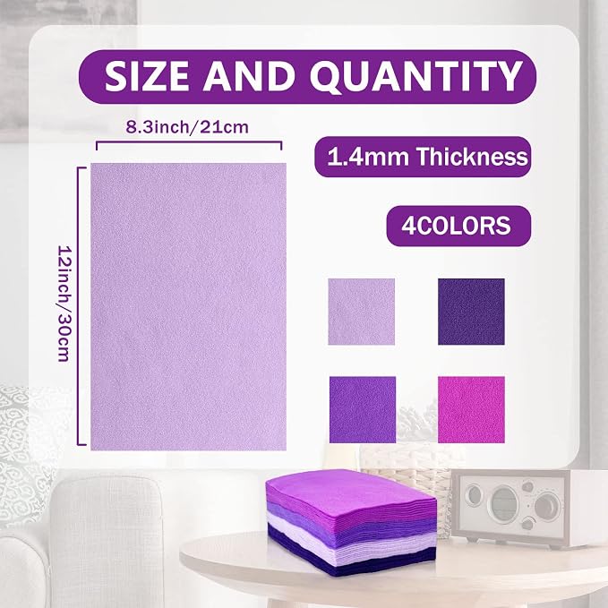 Jtnohx Soft Felt Sheets, 8x12 inches Assorted Craft Felt Fabric, 1.4mm Thick - Image 2