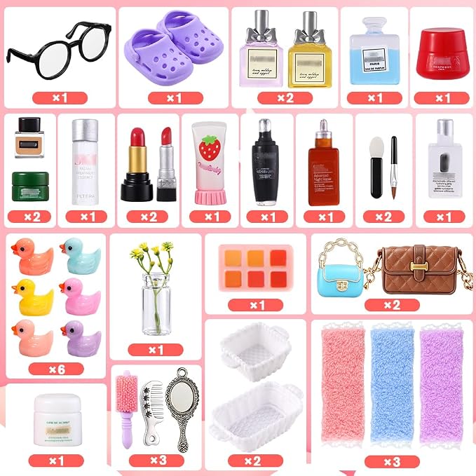 DIYDEC 92Pcs Dollhouse Mini Jewelry Storage Case Cosmetic Hand Bag Miniature - Image 4