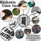 70pcs Cable Ties Reusable Black Wire Ties Cable Management Cord Ties Reusable - Image 4