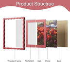 12x12 Picture Frame with Mat for 10x10, Wavy Edge Wooden Real Glass Photo Frame - Image 5