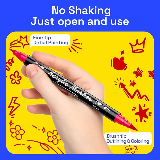 Coogert 80 Acrylic Paint Markers Set: Ultra-Opaque, Fine & Brush Dual Tip Paint - Image 4