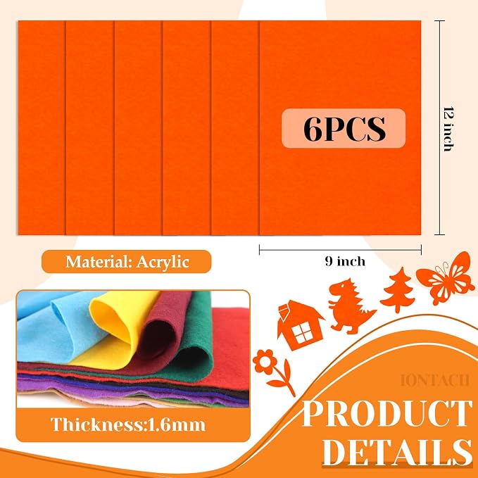 IONTACH 9" X 12" Soft Felt Sheets 1.6mm Thick | Felt Fabric - Image 3