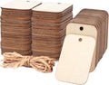 100 Pcs Unfinished Wood Pieces Rectangle-Shaped, Light Wooden Cutout Natural by HNYYZL