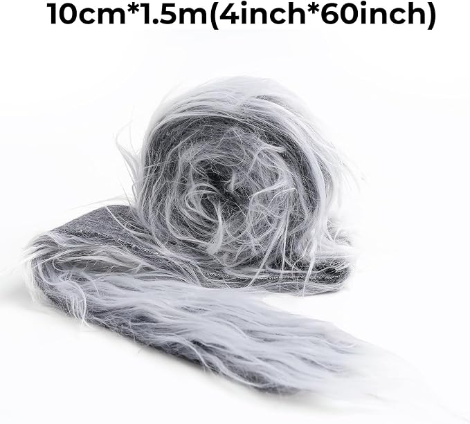 Shaggy Plush Faux Fur Fabric Precut Strips Frost Gray Fur Fluffy Fuzzy Craft Fur - Image 2