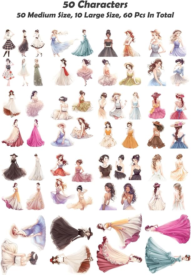 JOYCHOIC Scrapbook Stickers Set, Junk Journal Supplies, Aesthetic Transparent - Image 4