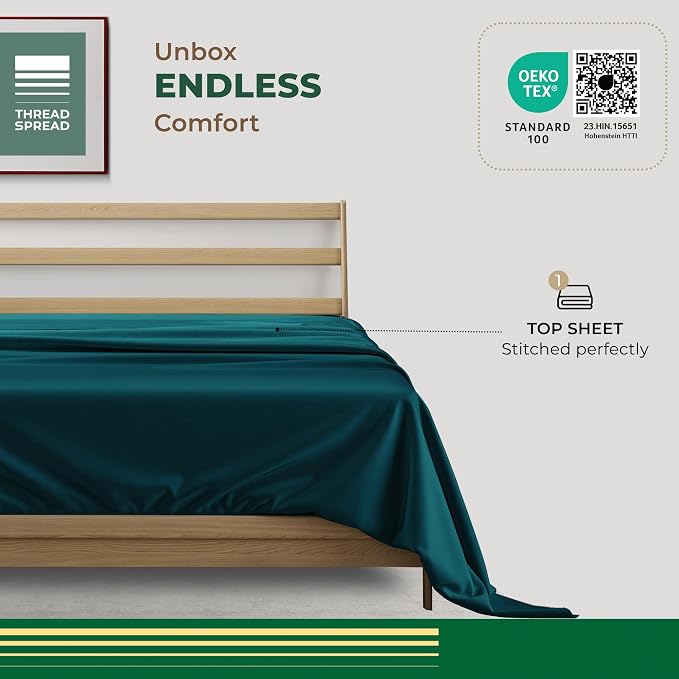 THREAD SPREAD 100% Organic Cotton Percale Flat Sheet Twin XL Size - Image 3
