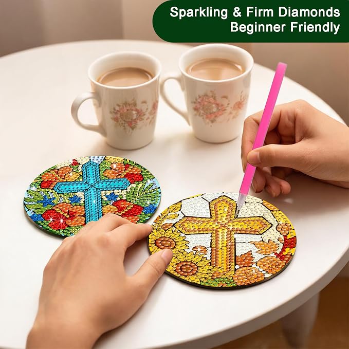 8-Pack Diamond Art Coaster Kit - Image 4