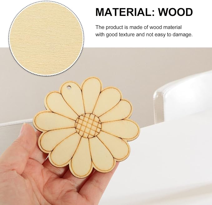 Sewroro 50sets Unfinished Wood Cutouts Blank Craft Shapes - Image 6