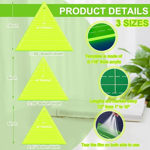 Kigley 3 Pcs 60 Degree Triangle Ruler - Image 2