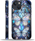 ZHEGAILIAN Case for iPhone 13 14, Stained Glass Butterfly Aesthetic Durable by Home