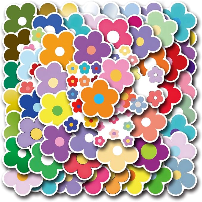 62PCS Colorful Flower Stickers, Waterproof PVC Vinyl Cute Floral Decals by Unknown