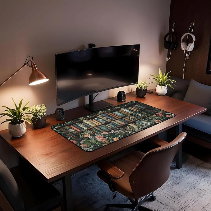 Flower Book Desk Mat, Colorful Mousepad XXL, Large Vintage Game Pad, Computer - Image 4
