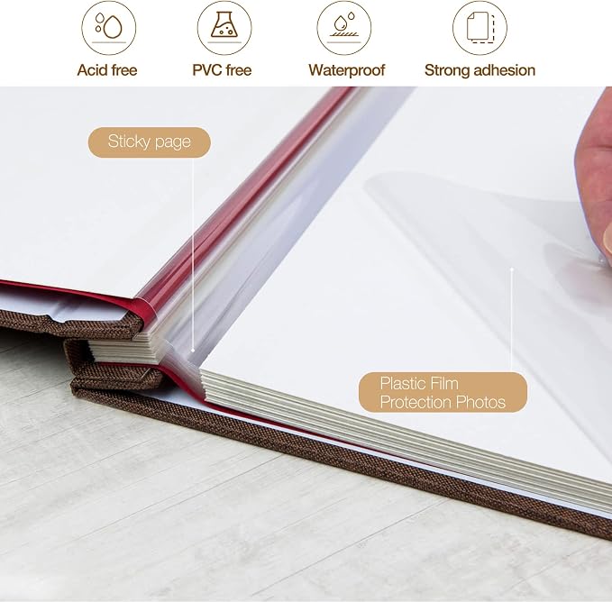 potricher Large Photo Album Self Adhesive 3x5 4x6 5x7 8x10 Pictures Linen Cover - Image 4