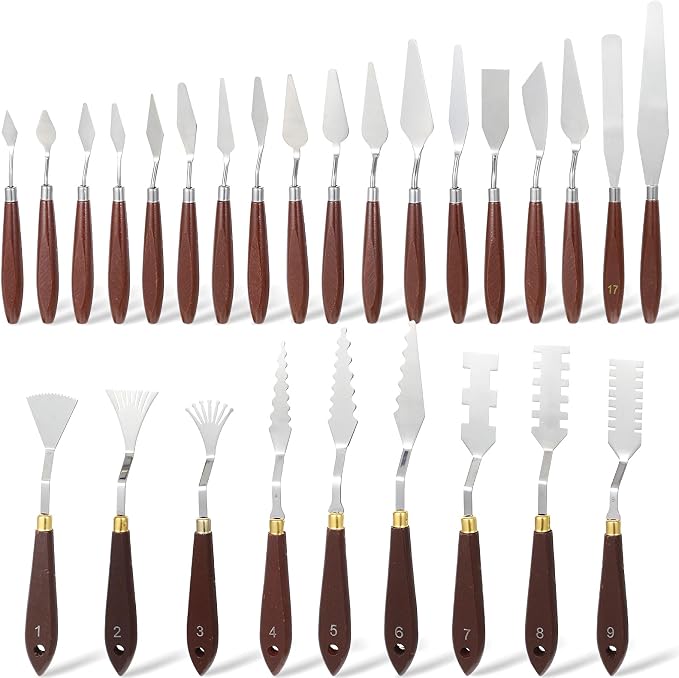 27 Piece Stainless Steel Palette Knife Set, Painting Knives by Telooco