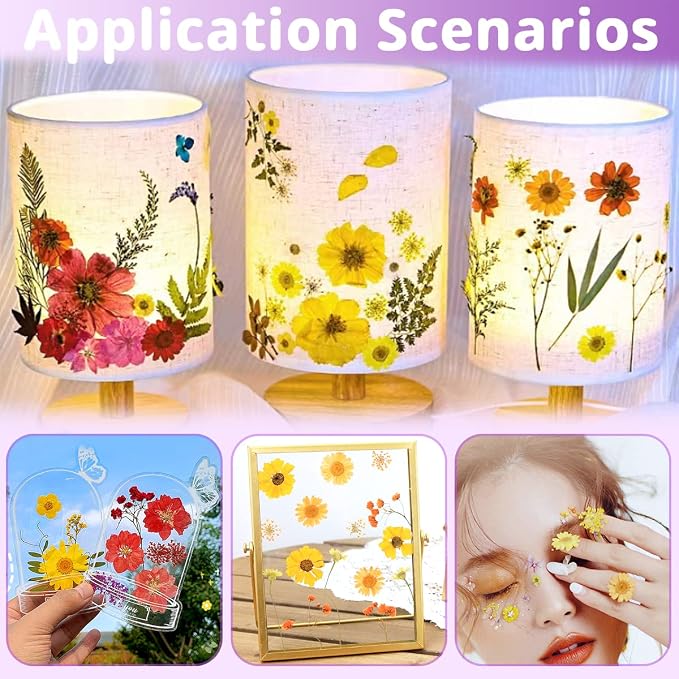 54 Pcs Real Dried Pressed Flowers and Leaves Natural Dried Petals Greenery - Image 6
