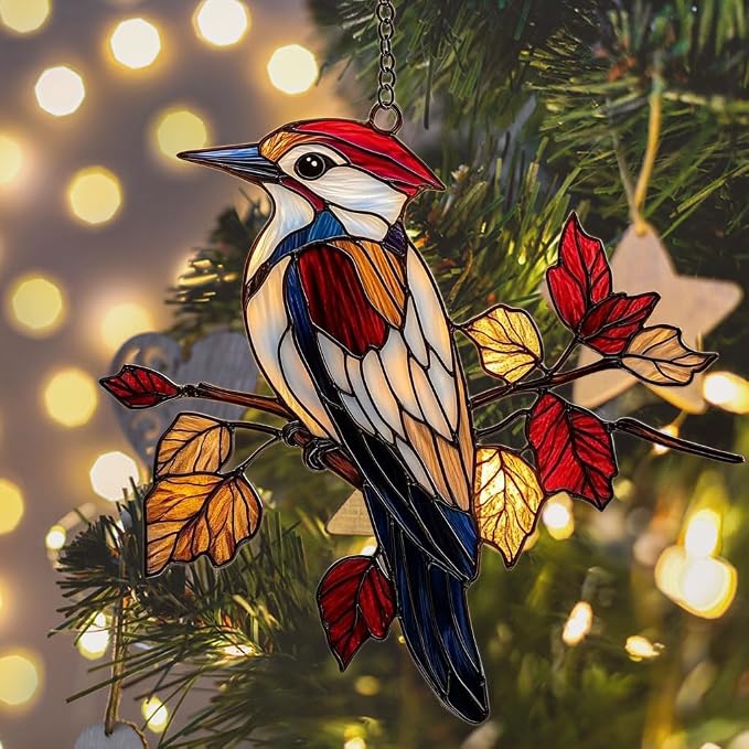 Red Woodpecker Acrylic Suncatcher Stained Glass Effect Window Car Hanging - Image 6