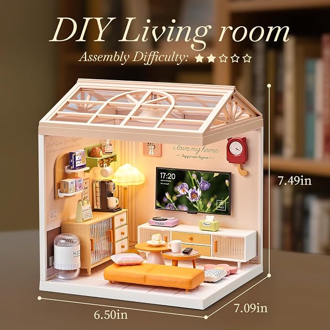 Miniature Living Room DIY Kit – 92Pcs 1:24 Scale Dollhouse Furniture - Image 2