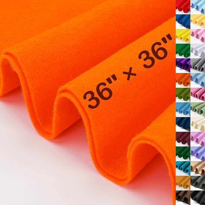 XSEINO Orange Large Felt Fabric 36" X 36 ", 1.4 mm Thick Soft Felt Fabric Sheet by XSEINOiscreating%EF%BC%81