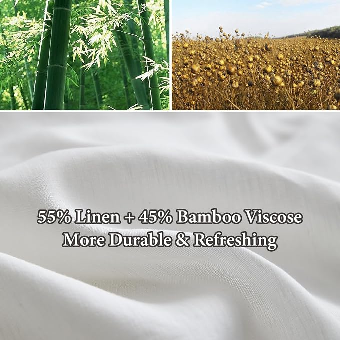 Simple&Opulence French Linen Blended Duvet Cover Queen, Flax Viscose Derived - Image 2