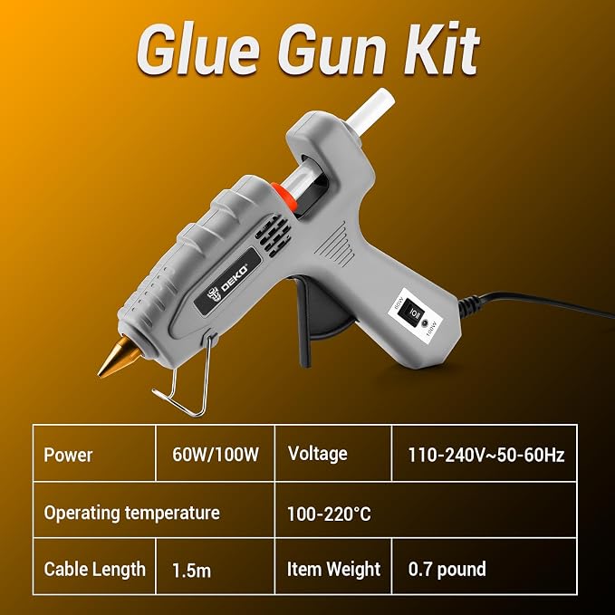 Hot Glue Gun Full Size: DEKOPRO 60/100Watt Dual Temp Hot Glue Gun Kit - Image 4
