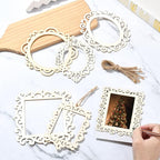 12 pcs 6 Styles Hollow Theme Undyed Wooden Photo Frames Laser Cut Oval Square - Image 5