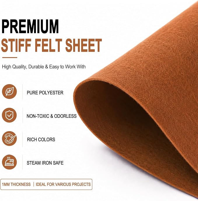 Camel Brown Large Felt Fabric 36" x 36", 1mm Stiff Felt Sheet, Nonwoven Fabric - Image 4