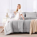 CozyLux King Size Comforter Set French Grey, 7 Pieces Bed in a Bag, All Season - Image 7