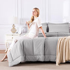 CozyLux Queen Comforter Set French Grey, 7 Pieces Bed in a Bag, All Season - Image 7