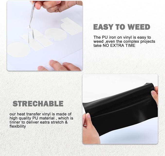 XSEINO HTV Heat Transfer Vinyl Sheets:13Pack 12" x 10" White Iron on Vinyl - Image 6