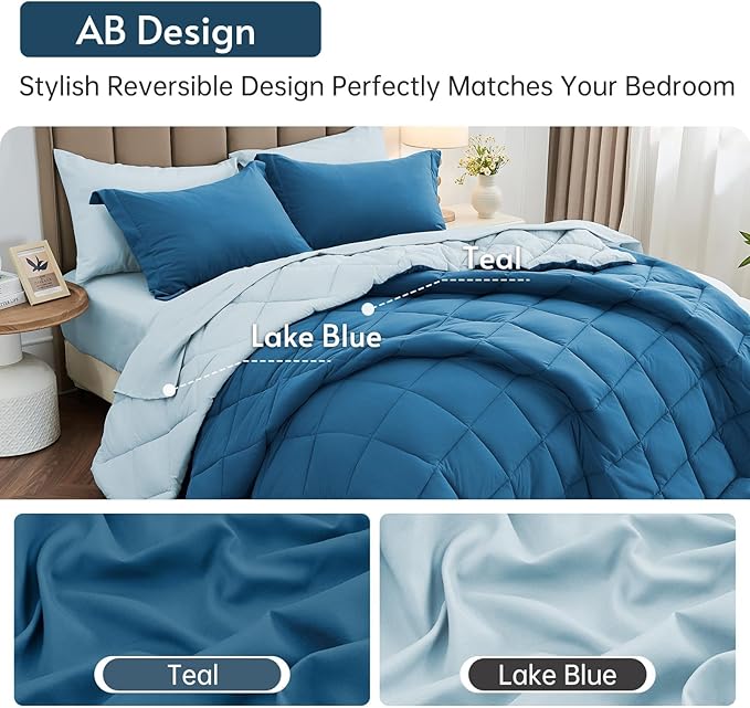 MUXHOMO 5 Pieces Twin XL Comforter Set, Reversible Bed in a Bag Twin XL Size - Image 3