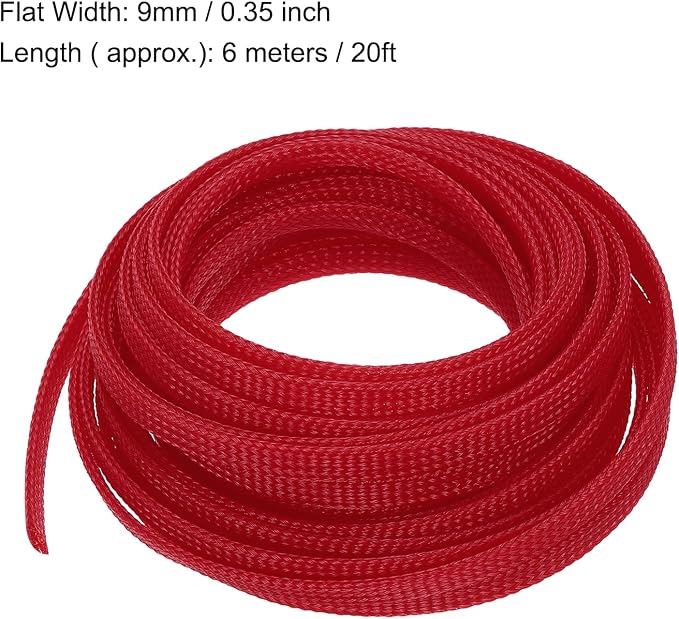 uxcell PET Expandable Sleeving 20ft 1/4" Red Cable Management Sleeve Cord - Image 3