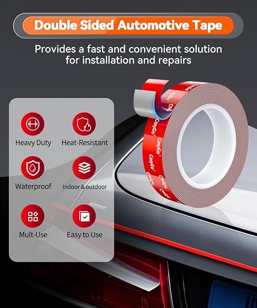 2 Rolls Double Sided Tape Heavy Duty, 15FT Outdoor Heat Resistant Automotive - Image 3