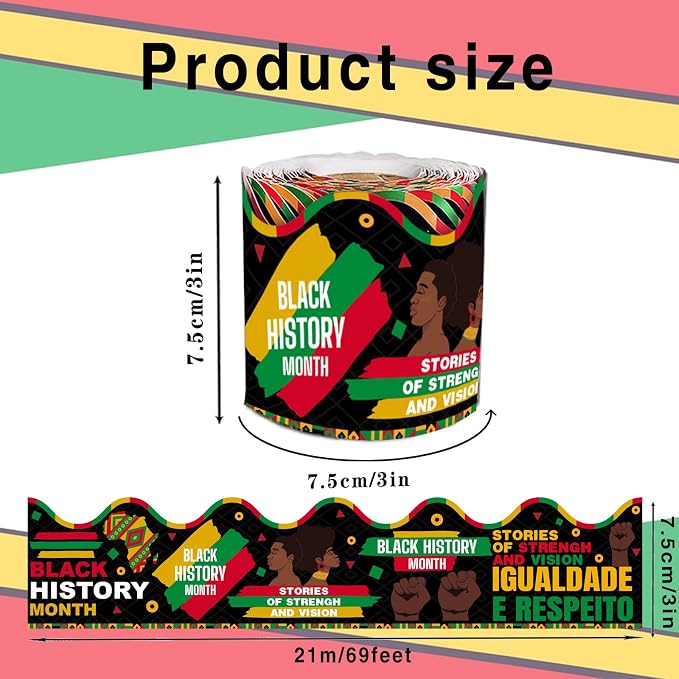 69 Feet Black History Month Bulletin Board, African American Holiday Rolled - Image 2