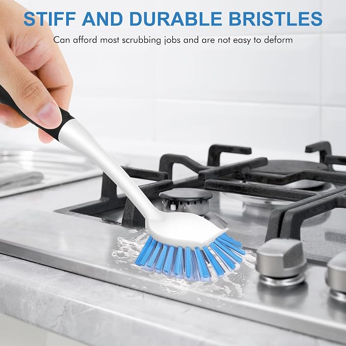 SetSail Dish Brush with Handle, 3 Pack Stiff Bristles Dish Scrubber with - Image 4