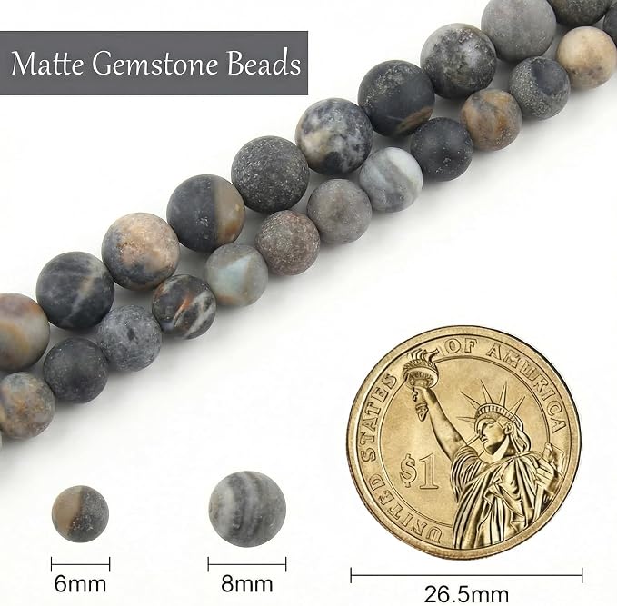 6mm Matte Crazy Lace Agate Bead, 15-Inch Matte Round Loose Stone Beads - Image 3