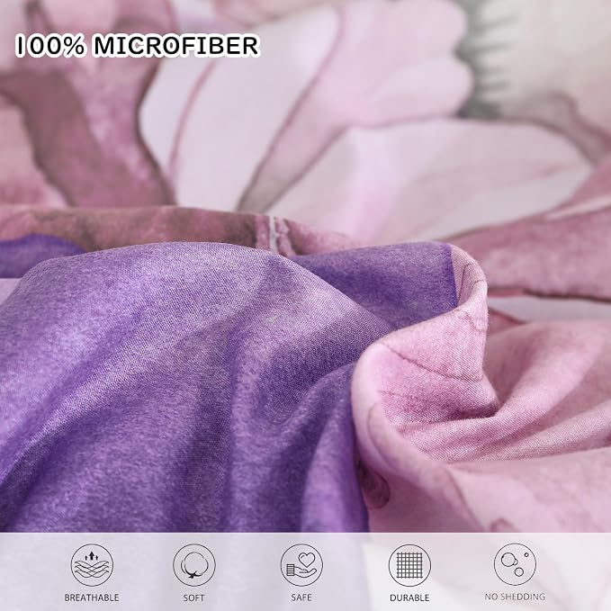 Yogeneg Queen Comforter Set 7 Piece Bed in a Bag, Elegant Floral Botanical - Image 5