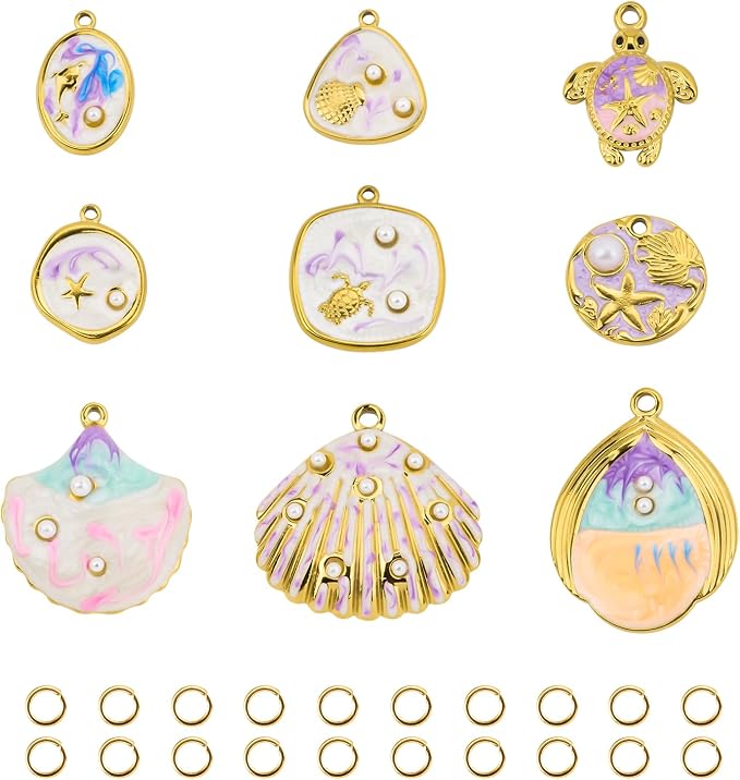 UMAOKANG 9 Pack Gold Plated Stainless Steel Charms Bulk by UMAOKANG