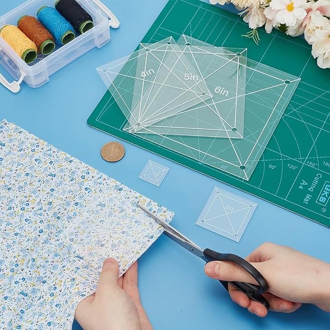 6Pcs Quilting Template Acrylic 0.98-5.91 Inch Clear Square Templates - Image 3