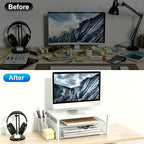 Spacrea Desk Organizer and Accessories, Computer Monitor Stand Riser - Image 2