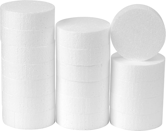 Crafare 3 Inch Foam Circles for Crafts 18 Pack 1 Inch Thick Round Polystyrene by Crafare