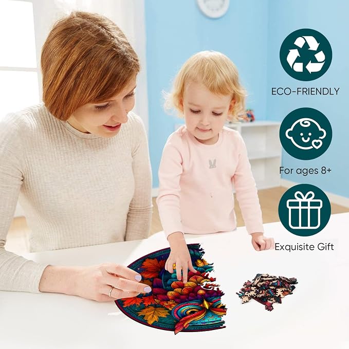 Mocfesk Wooden Puzzles for Adults, Colorful Owl Puzzles 200 Pieces | Unique - Image 2